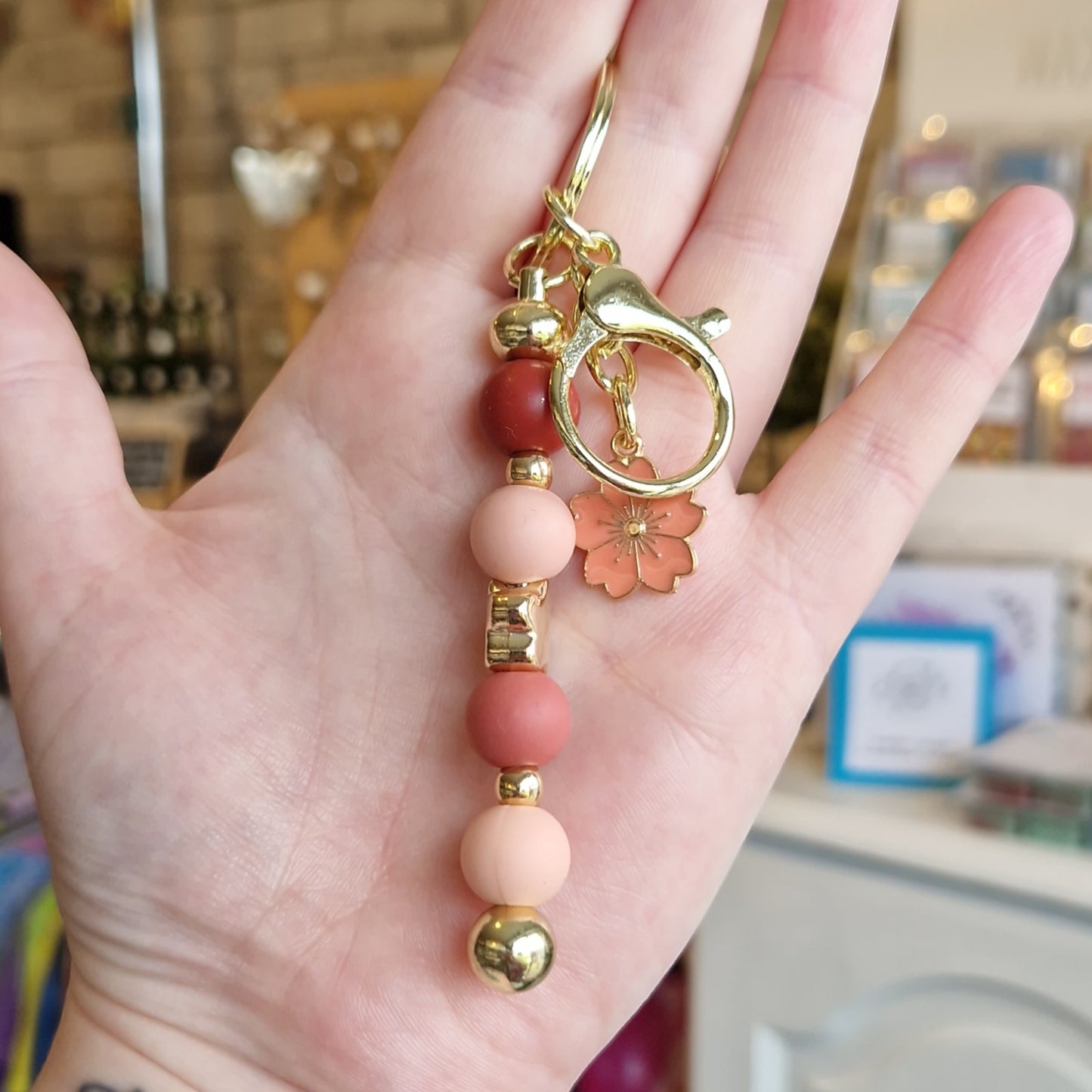 Gold Silicone Bead Keyrings