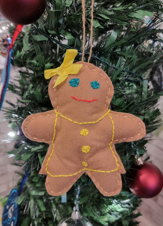 Handmade Gingerbread Person with Dress & Bow Decoration - All Proceeds to Shetland Cat Rescue
