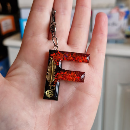 F - Steampunk Letter Resin Keyring