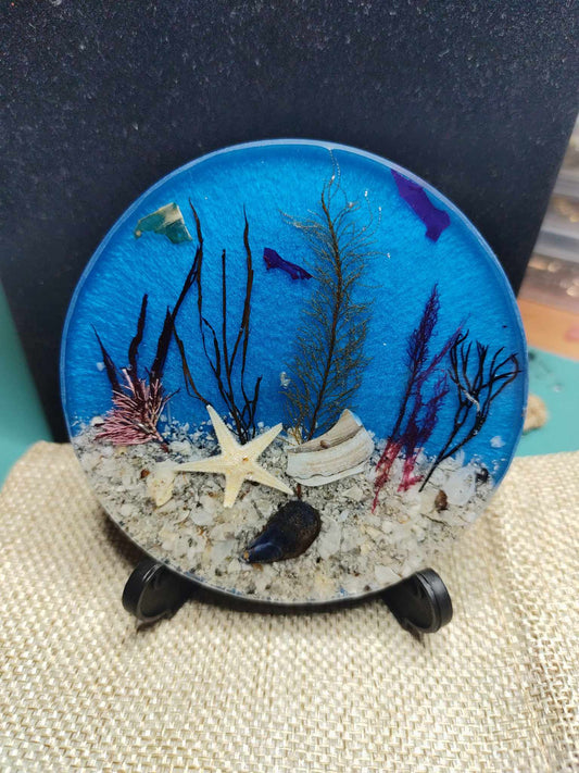 Blue Beachy Resin Coaster