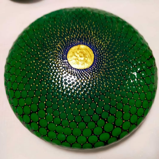 XL Green Dot Painted Stone
