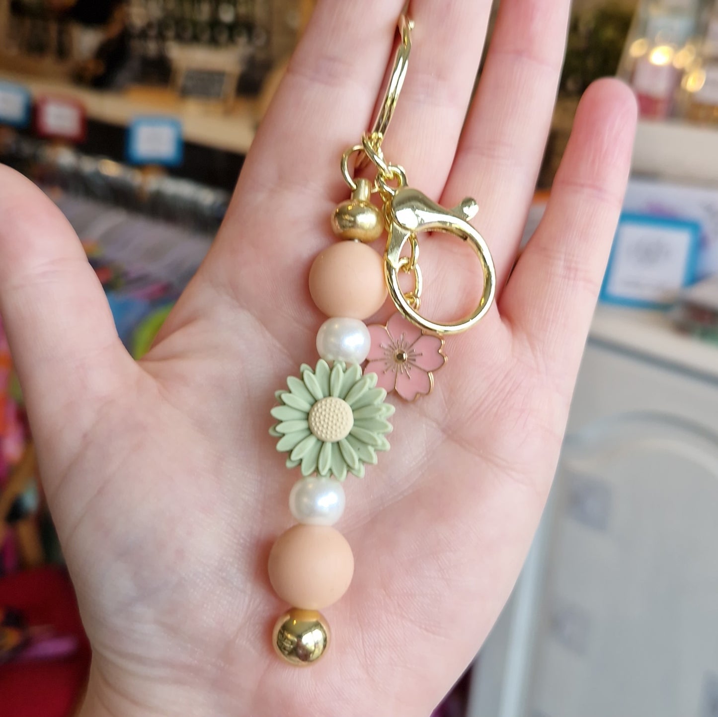 Gold Silicone Bead Keyrings