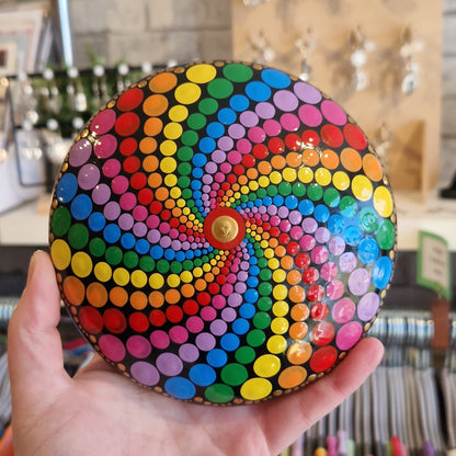 XL Rainbow Dot Painted Stone