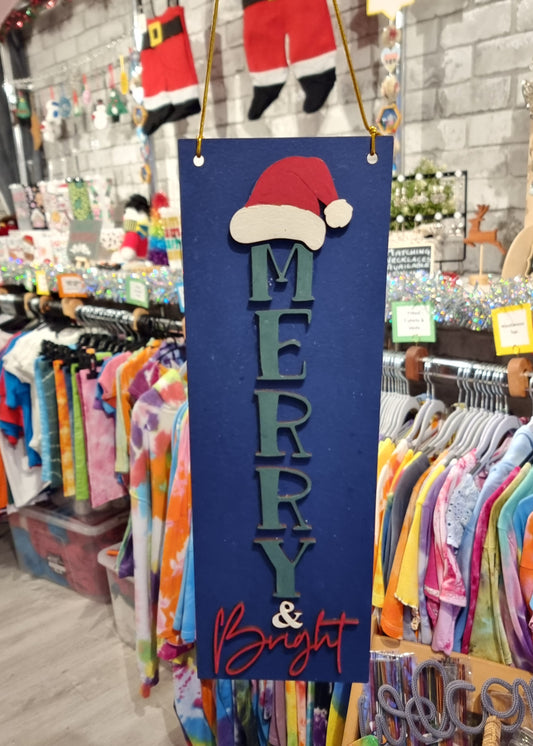 Merry & Bright Wooden Rectangle Sign