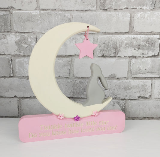 Freestanding Hare in Moon - Pink
