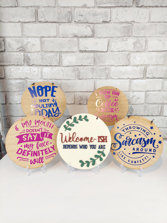 Wooden Circle Sign - 5 Designs
