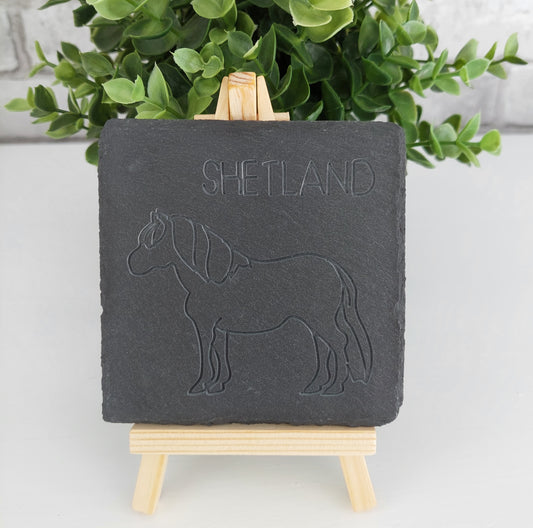 Etched Slate Coaster - Shetland Pony