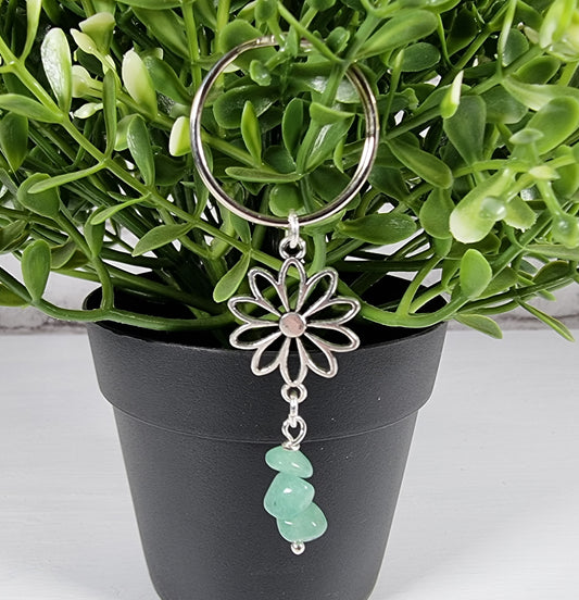 Keyring - Daisy & Green Beads