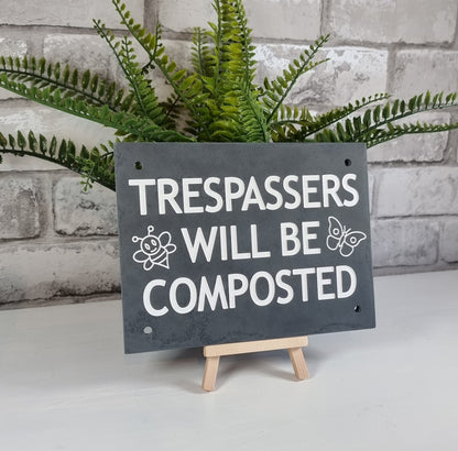 Medium Slate Plaque - Trespassers