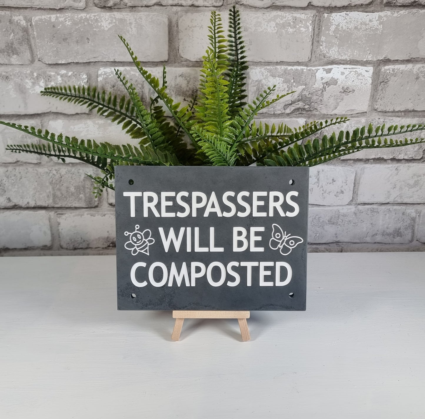 Medium Slate Plaque - Trespassers