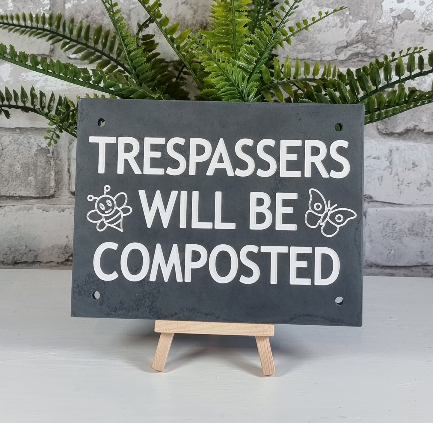 Medium Slate Plaque - Trespassers