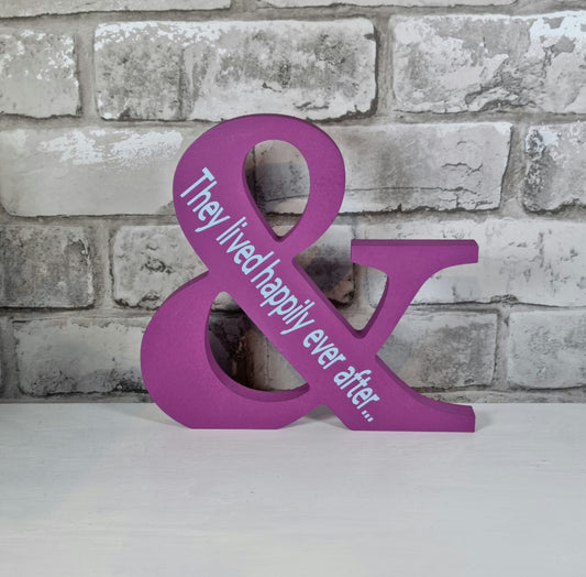Freestanding "& They Lived Happily Ever After" Sign - Purple