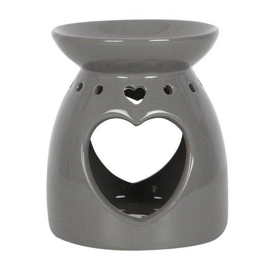 Tealight Wax Warmer - Grey with Cut Out Heart