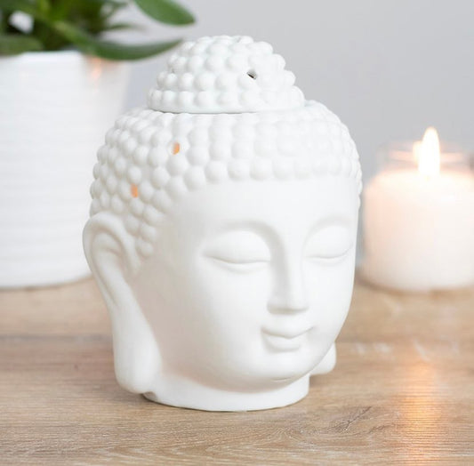 Tealight Wax Warmer - White Buddha Head